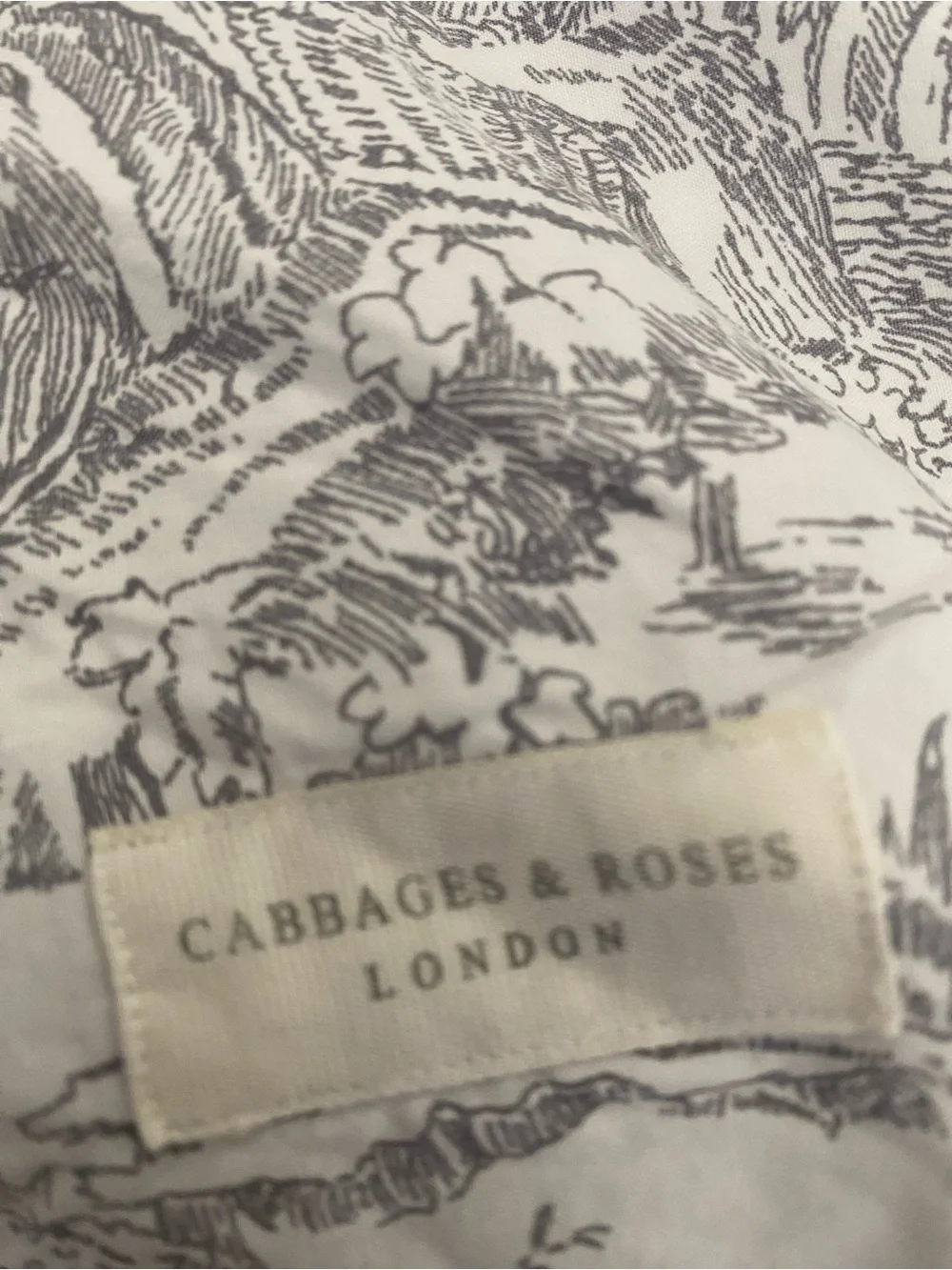 Cabbages & Roses London King Sheet Set Charcoal Grey Country Toile Cottagecore